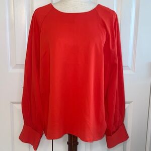 Nine West Red Women's Long-Sleeve Blouse - Elegant Crew Neck size XL